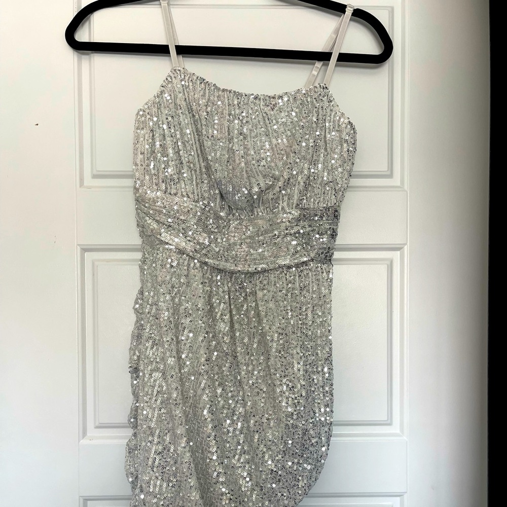 Silver sequins party dress